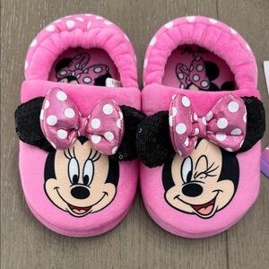 Disney Minnie Mouse Pink and Black Kids Slippers